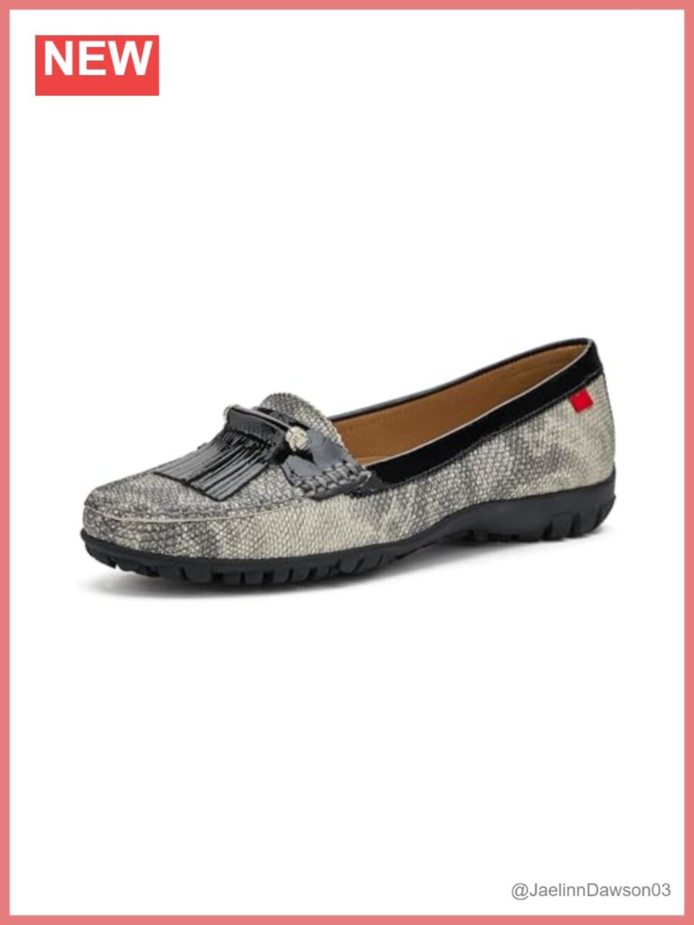 Leather Loafer Golf Shoes Slip-On Women's Moc Toe with Gel Heel Insert